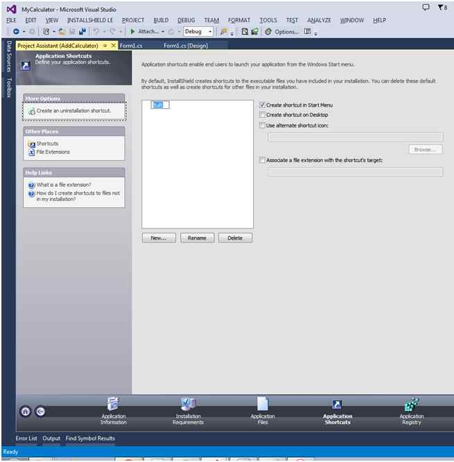 Application Shortcuts